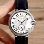 Swiss Fake Cartier Ballon Bleu 42mm XL Watch White Dial Black Leather Strap_th.jpg